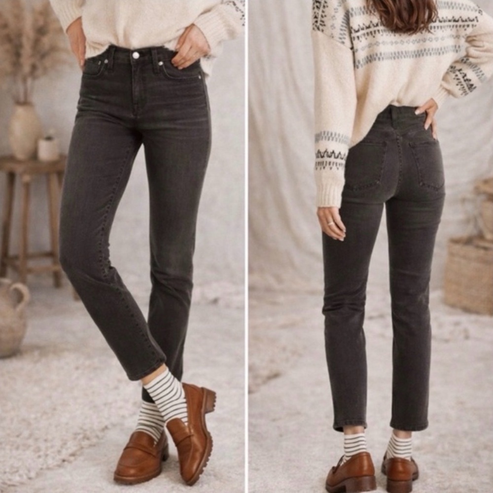 Madewell Womens Jeans Black Sz 27 Curvy Stovepipe Denim Stretch Cotton High Rise